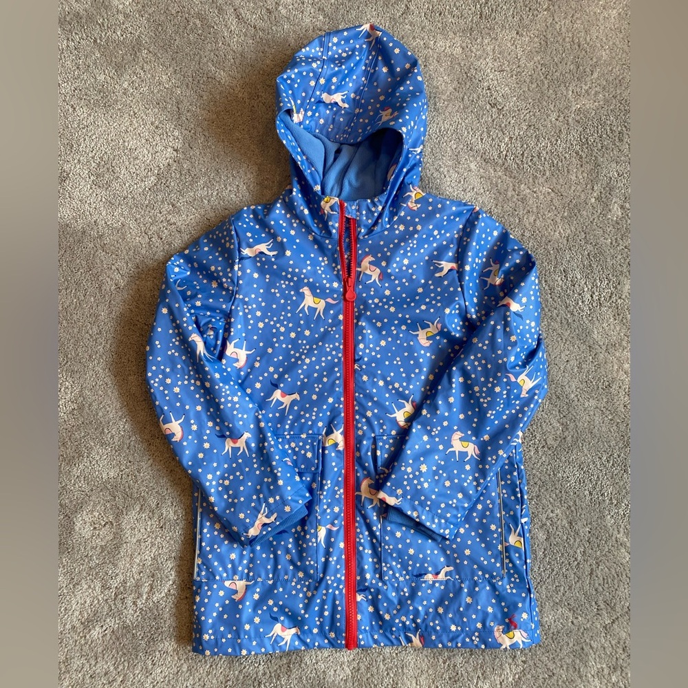 Joules Blue Unicorn Fleece Rain Coat